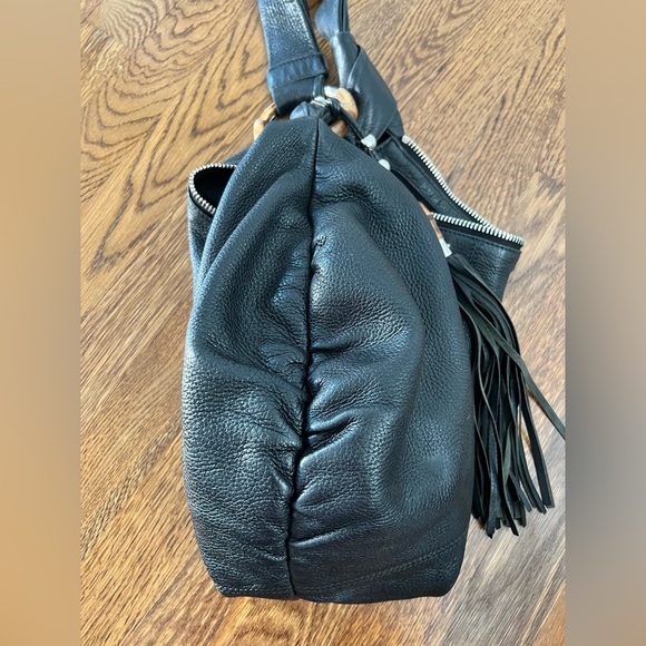 Black leather Gucci slouchy bamboo jungle hobo with tassel - Picture 4 of 14